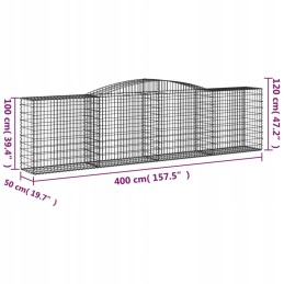 Decorative gabion basket 400x50x100/120cm - silver