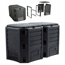 Dviejų kamerų sodo komposteris, 800l, virtuvės atliekos, žolė, lapai