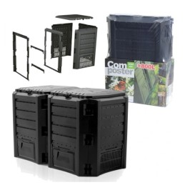 Didelis sodo komposteris, dviejų kamerų, 800l, atsparus šalčiui, talpus sodui