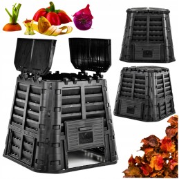 Komposterinis sodo dėžės atliekų konteineris 480 l, juodas abiko