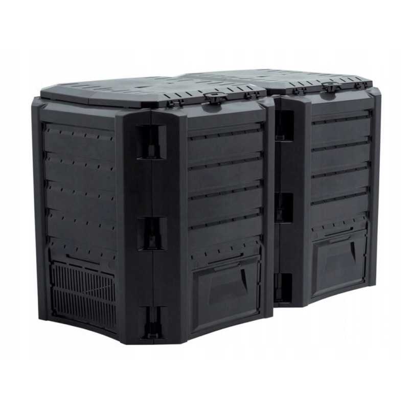 Modulinis dviejų kamerų komposteris, juodas, 800 l komposteris