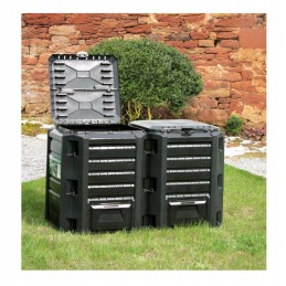 Modulinis dviejų kamerų komposteris, juodas, 800 l komposteris