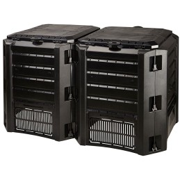 Dviejų kamerų modulinis komposteris, 800l, juodas