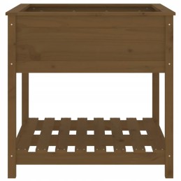 Flowerpot with shelf, honey brown, 82.5x82.5x81 cm, pine wood