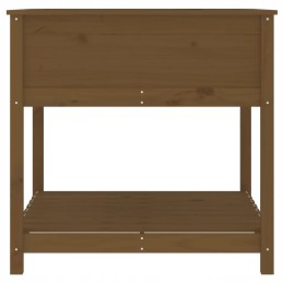 Flowerpot with shelf, honey brown, 82.5x82.5x81 cm, pine wood