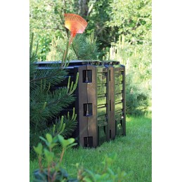 Didelis dviejų kamerų komposteris, 800 l, juodas ventiliatorius