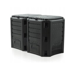 Didelis dviejų kamerų komposteris, 800 l, juodas ventiliatorius