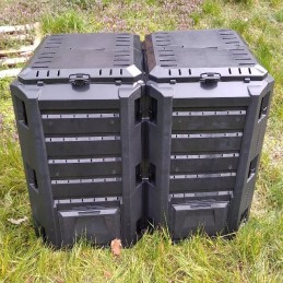 Didelis dviejų kamerų komposteris, 800 l, juodas ventiliatorius