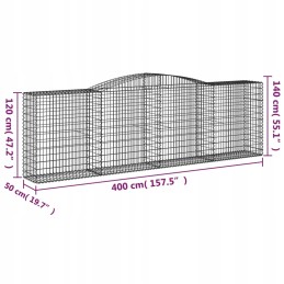 Dekoratiivne gabioonkorv 400x50x120/140cm tsingitud raudhõbe