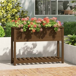 Vidaxl Planter with Shelf Honey Brown 111.5x34.5x81 cm Pinewood