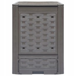 Vidaxl rudas komposteris 60x60x83 cm 300 l plastikinis rotangas