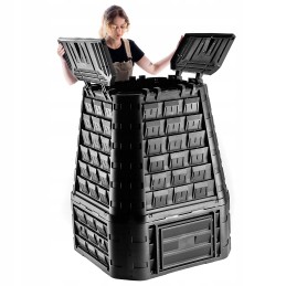 Juodas sodo komposteris, ištisus metus, atsparus šalčiui, 750 litrų talpos bakas