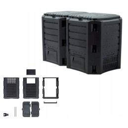 800l 2 kamerų modulinis komposteris, atsparus šalčiui