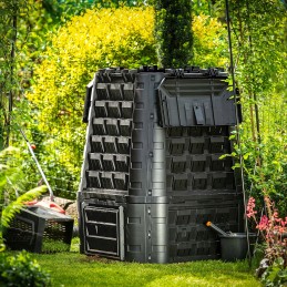Juodas sodo komposteris, ištisus metus, atsparus šalčiui, atliekų bakas, 750 litrų