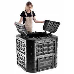 Juodas modulinis sodo komposteris, ištisus metus, su trąšomis, 650l bakas