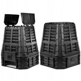 Didelis sodo žolės komposteris, 740 l, juodas