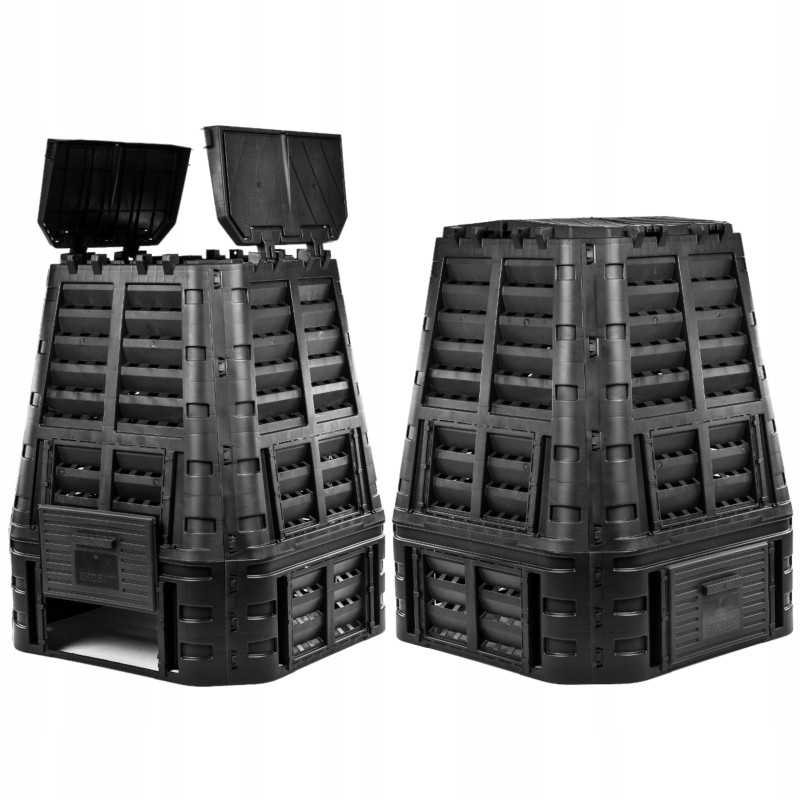 Didelis sodo žolės komposteris, 740 l, juodas