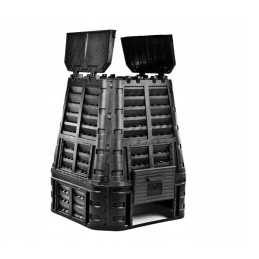 Didelis sodo žolės komposteris, 740 l, juodas