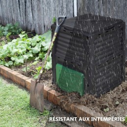 Sodo komposteris, 300 l, plastikinis komposteris, lauko, juodas