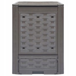 Komposteris, rudas, 60x60x83 cm, 300 l, plastikinis rotangas