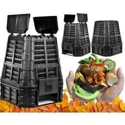 Termokomposteris, 1 kamera, sodas, ištisus metus, juodas, 740 l, hit