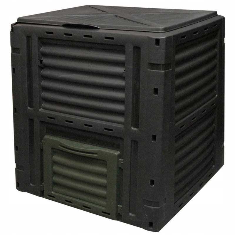 Didelis uždaras sodo komposteris, 450 l, juodas