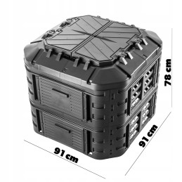 Modulinis sodo komposteris, juodas, veikiantis ištisus metus, vienos kameros