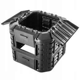 Modulinis sodo komposteris, juodas, veikiantis ištisus metus, vienos kameros