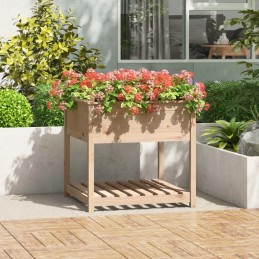 Vidaxl Planter with Shelf 82 5x82 5x81 cm Solid Pine Wood