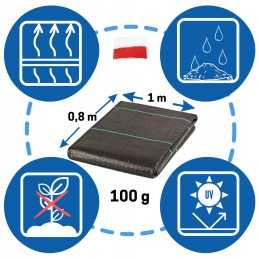 Stipri juoda agrotekstilė 100g piktžolėms viename metre 0,8 x 1m UV po akmeniu