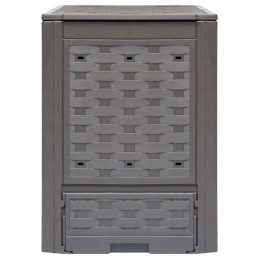 Vidaxl rudas komposteris 60x60x83 cm 300 l plastikinis rotangas