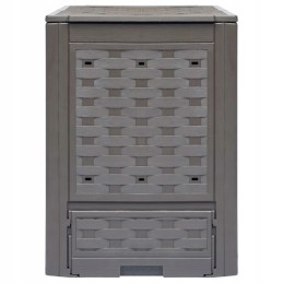 Komposteris, rudas, 60x60x83 cm, 300 l, plastikinis rotangas