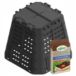 Sodo komposteris 480l juodas, ištisus metus, nemokamas komposto aktyvatorius