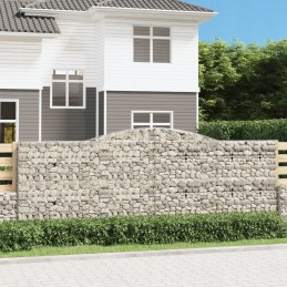 Decorative gabion basket, 400x50x140/160cm, silver