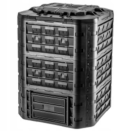 Juodas modulinis sodo komposteris, ištisus metus, su trąšomis, 950l bakas