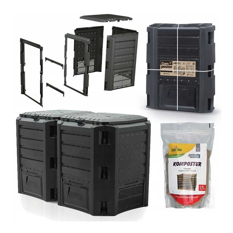 Prosperplast 2 kamerų juodas komposteris