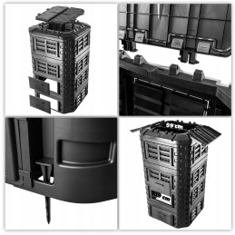 Modulinis sodo komposteris, juodas, ištisus metus, vienos kameros, didelis