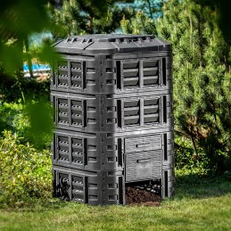 Modulinis sodo komposteris, juodas, ištisus metus, vienos kameros, didelis