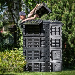 Modulinis sodo komposteris, juodas, ištisus metus, vienos kameros, didelis