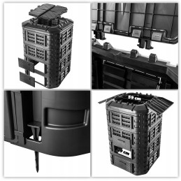 Modulinis sodo komposteris, juodas, ištisus metus, vienos kameros, didelis