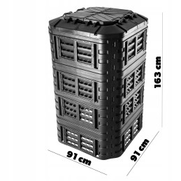 Modulinis sodo komposteris, juodas, ištisus metus, vienos kameros, didelis