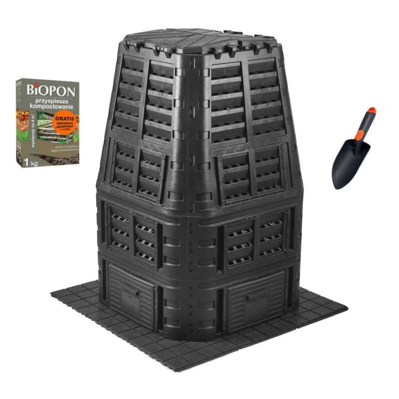 1000l komposteris + IES40 šaligatvio grotelės, 1kg komposteris, kastuvas.