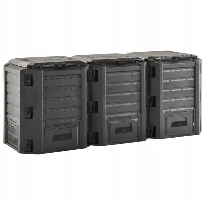 Vidaxl sodo komposteris juodas 1200 l