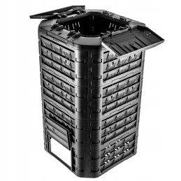 Juodas modulinis sodo komposteris, ištisus metus, su trąšomis, 1250l bakas