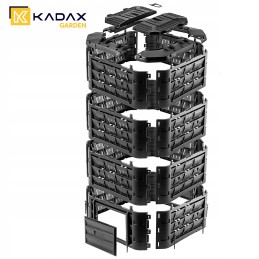 Juodas modulinis sodo komposteris, ištisus metus, su trąšomis, 1250l bakas