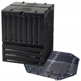 Sodo komposteris 600l, juodas, didelis, su pagrindu