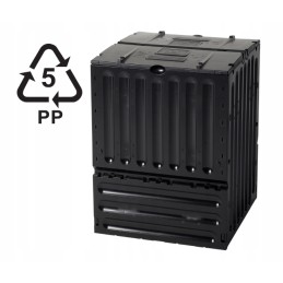 Sodo komposteris 600l, juodas, didelis, su pagrindu