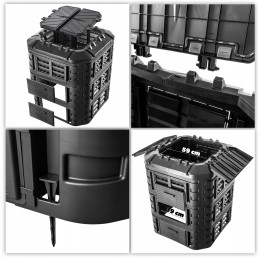 Modulinis sodo komposteris, juodas, ištisus metus, vienos kameros, didelis