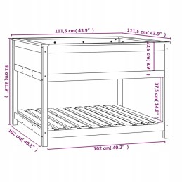 Planter with shelf, 111.5x111.5x81 cm, solid pine wood