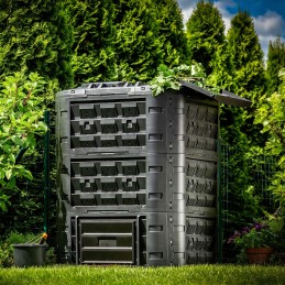 Juodas sodo komposteris, modulinis, atsparus šalčiui, trąšų bakas, 950 litrų